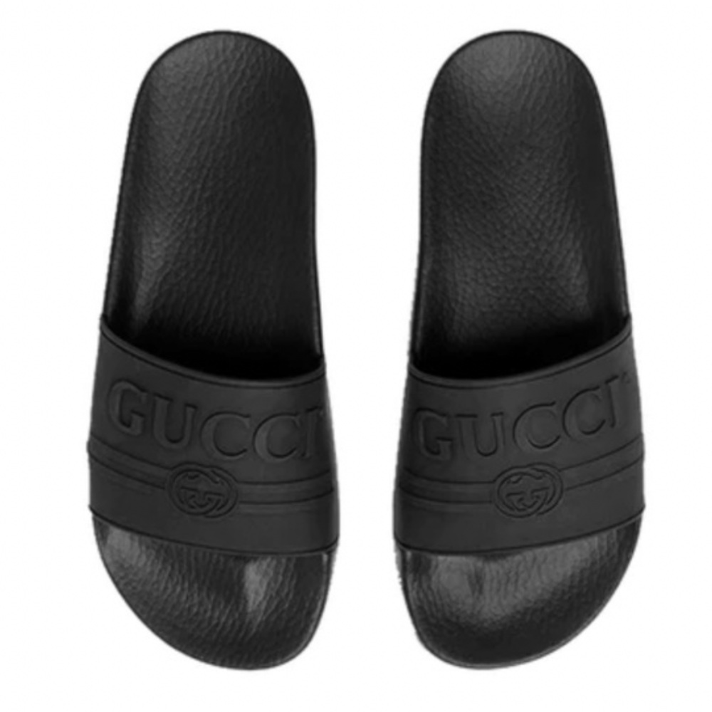 GUCCI Logo Women’s Rubber Pool Slide Black Size 37